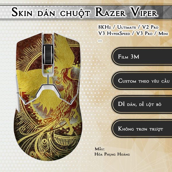 Skin dán chuột Razer Viper mẫu Hỏa Phụng Hoàng