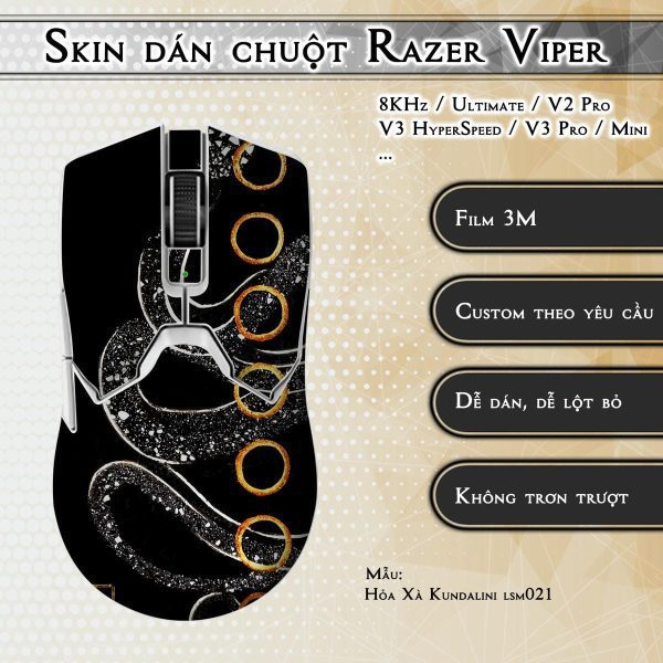 Skin dán chuột Razer Viper mẫu Hỏa Xà Kundalini lsm021