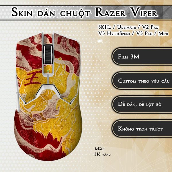 Skin dán chuột Razer Viper mẫu Hổ vàng