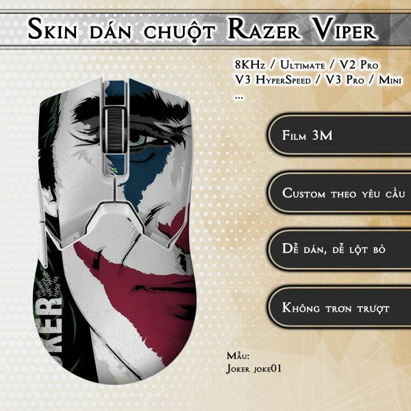 Skin dán chuột Razer Viper mẫu Joker joke01