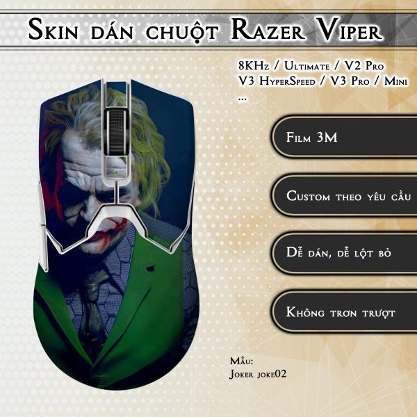 Skin dán chuột Razer Viper mẫu Joker joke02