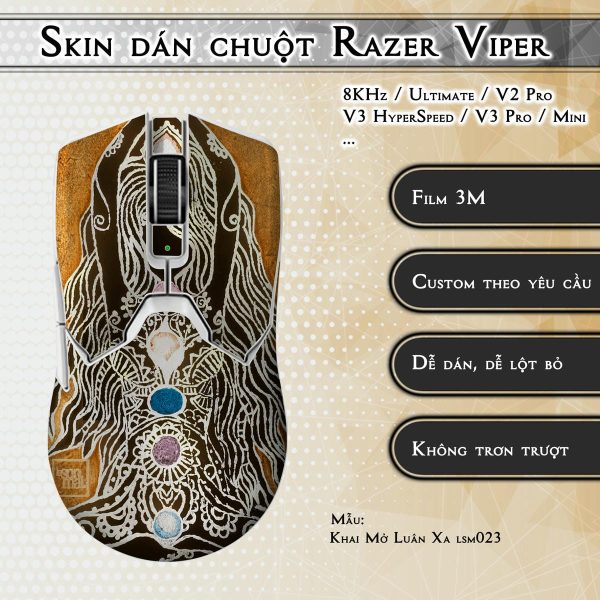 Skin dán chuột Razer Viper mẫu Khai Mở Luân Xa lsm023