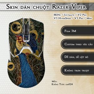 Skin dán chuột Razer Viper mẫu Khổng Tước lsm024
