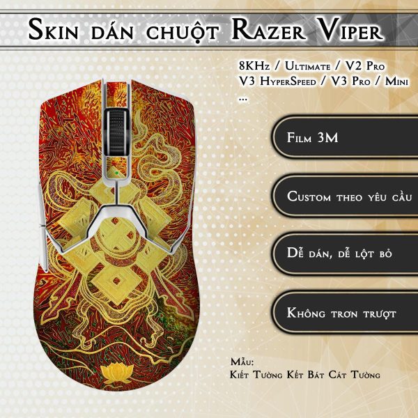 Skin dán chuột Razer Viper mẫu Kiết Tường Kết Bát Cát Tường