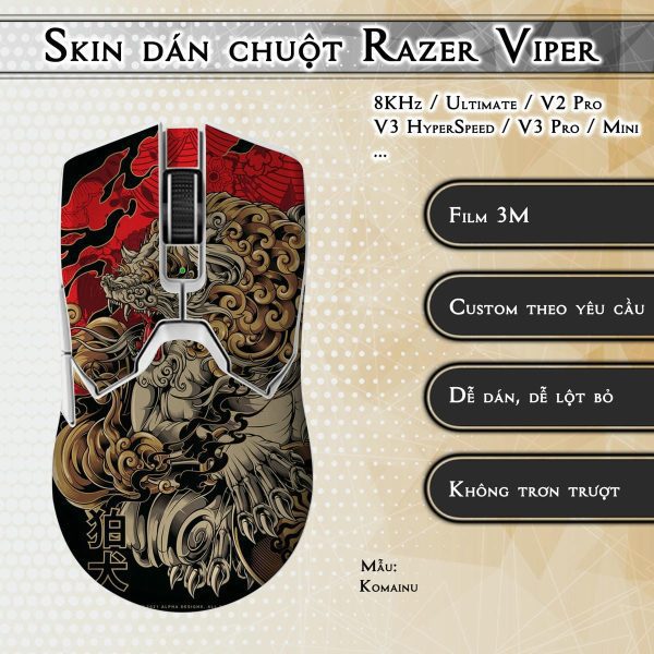 Skin dán chuột Razer Viper mẫu Komainu