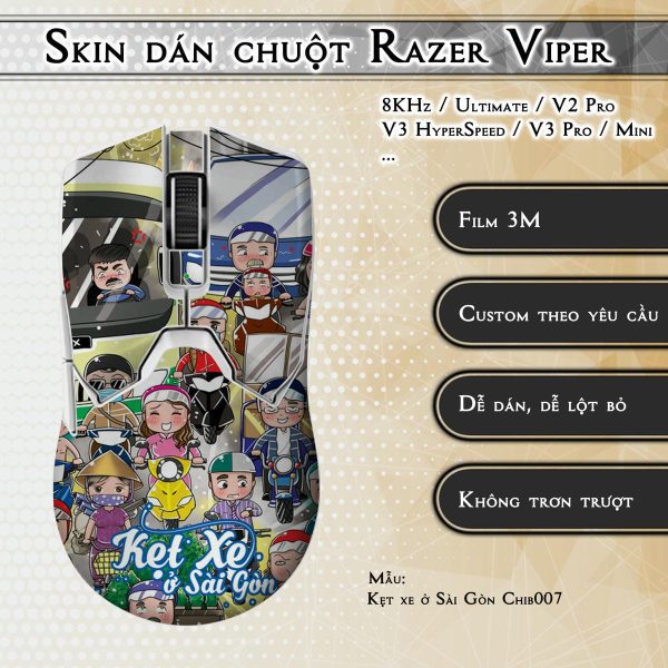 Skin dán chuột Razer Viper mẫu Kẹt xe ở Sài Gòn Chib007