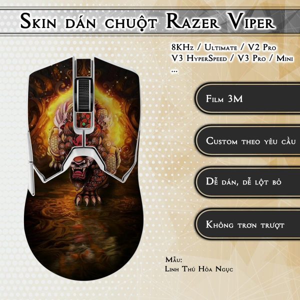 Skin dán chuột Razer Viper mẫu Linh Thú Hỏa Ngục
