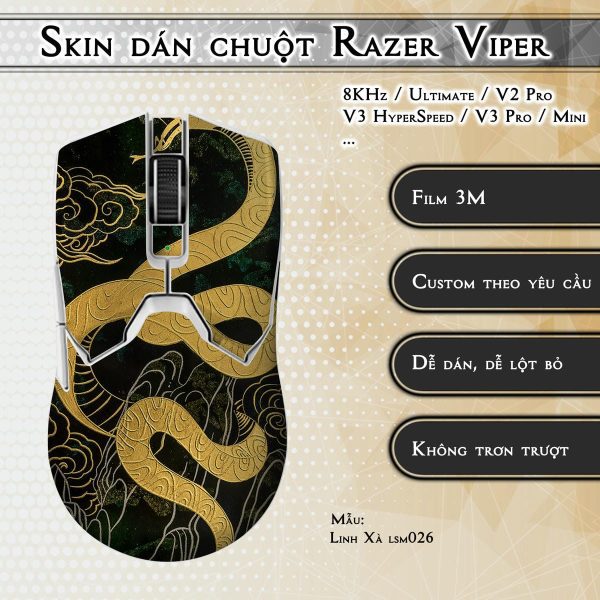 Skin dán chuột Razer Viper mẫu Linh Xà lsm026