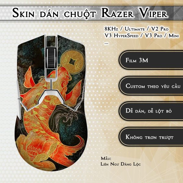 Skin dán chuột Razer Viper mẫu Liên Ngư Dâng Lộc