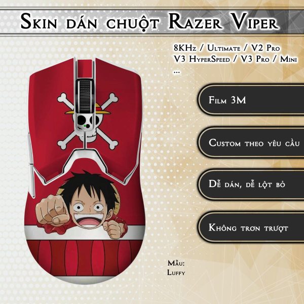 Skin dán chuột Razer Viper mẫu Luffy