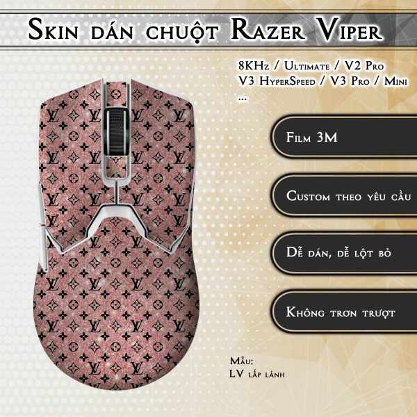 Skin dán chuột Razer Viper mẫu LV lấp lánh
