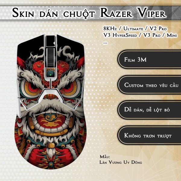 Skin dán chuột Razer Viper mẫu Lân Vương Uy Dũng