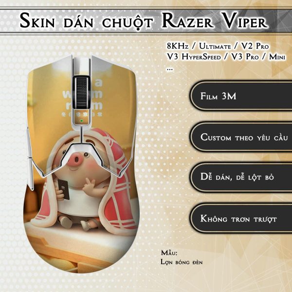 Skin dán chuột Razer Viper mẫu Lợn bóng đèn