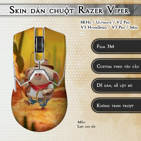 Skin dán chuột Razer Viper mẫu Lợn cao bồi