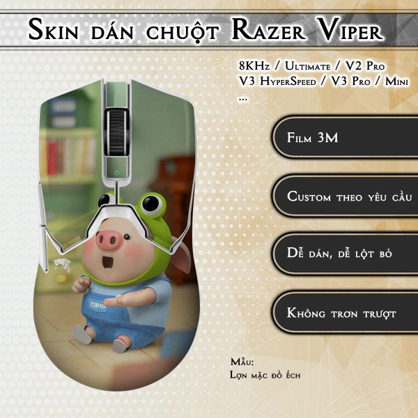 Skin dán chuột Razer Viper mẫu Lợn mặc đồ ếch