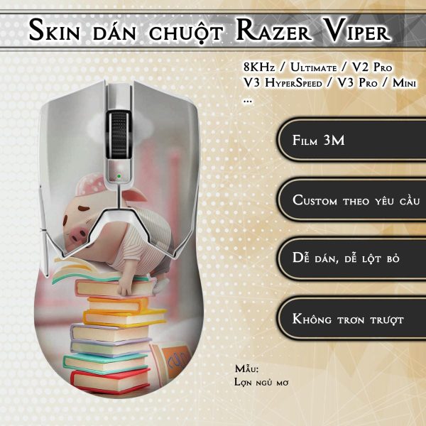 Skin dán chuột Razer Viper mẫu Lợn ngủ mơ