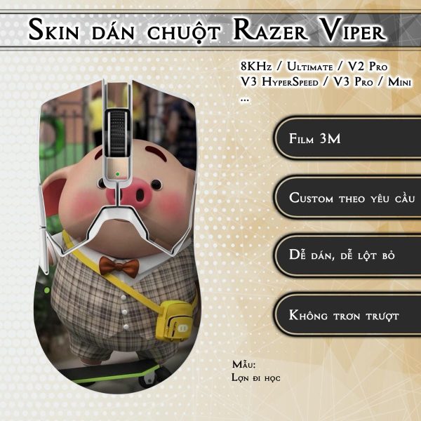 Skin dán chuột Razer Viper mẫu Lợn đi học