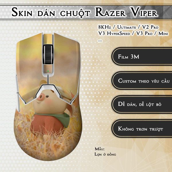 Skin dán chuột Razer Viper mẫu Lợn ở đồng