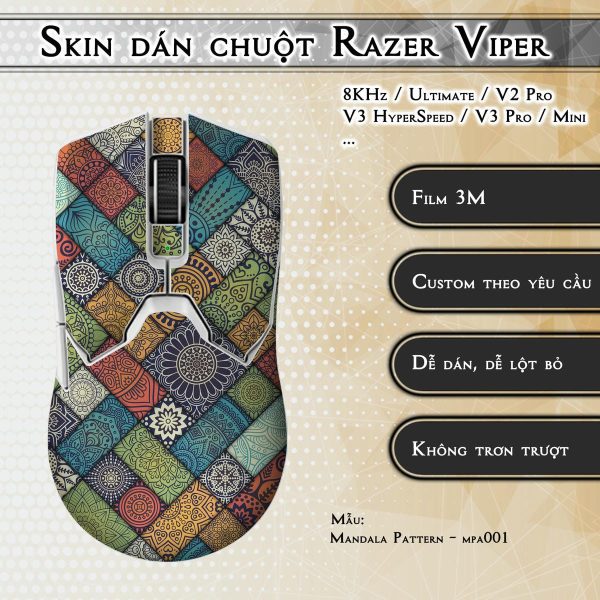 Skin dán chuột Razer Viper mẫu Mandala Pattern - mpa001
