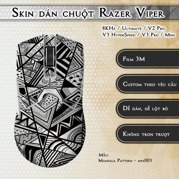 Skin dán chuột Razer Viper mẫu Mandala Pattern - mpa003