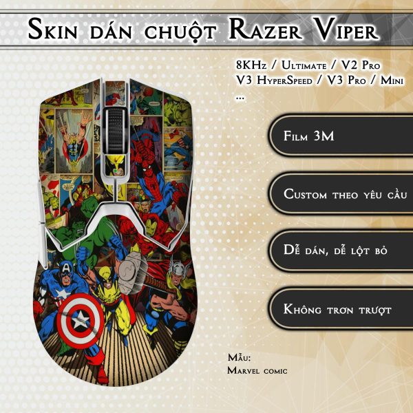 Skin dán chuột Razer Viper mẫu Marvel comic