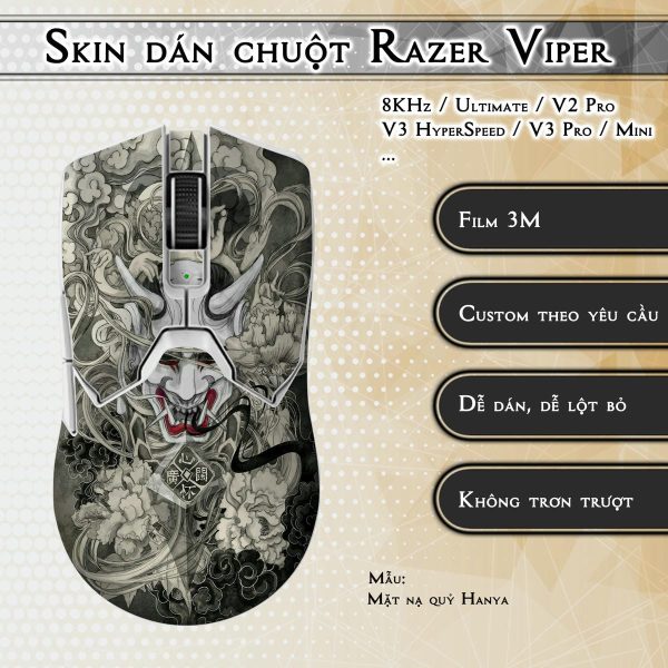 Skin dán chuột Razer Viper mẫu Mặt nạ quỷ Hanya