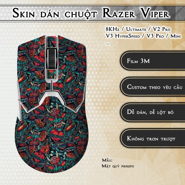 Skin dán chuột Razer Viper mẫu Mặt quỷ pikrepo