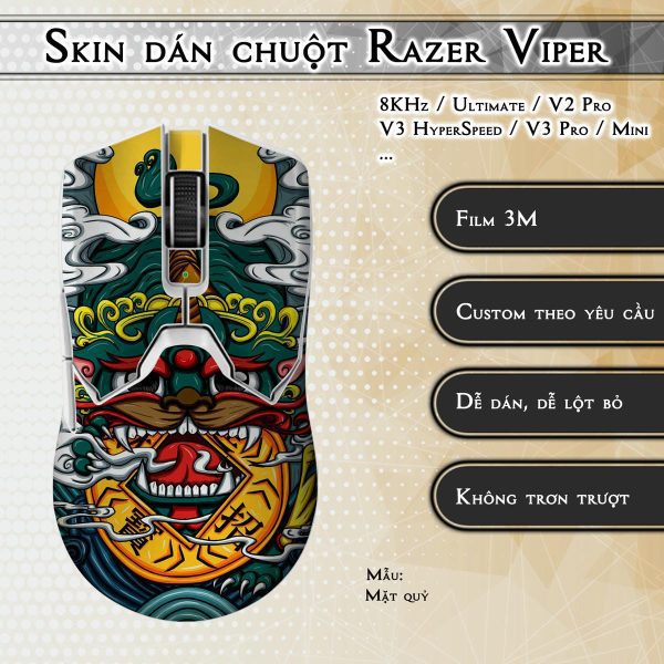 Skin dán chuột Razer Viper mẫu Mặt quỷ