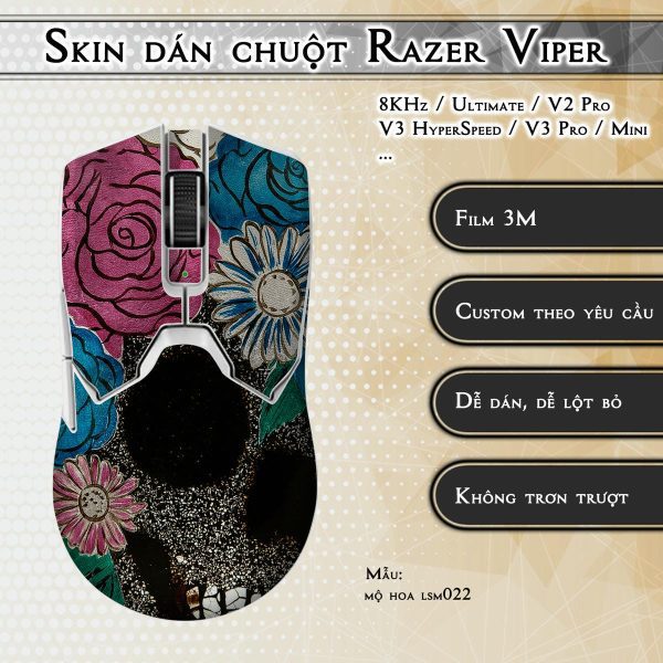 Skin dán chuột Razer Viper mẫu mộ hoa lsm022