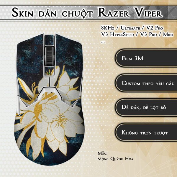 Skin dán chuột Razer Viper mẫu Mộng Quỳnh Hoa