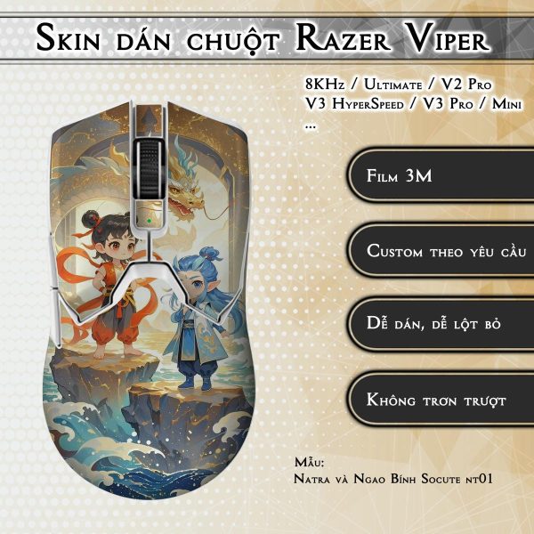 Skin dán chuột Razer Viper mẫu Natra và Ngao Bính Socute nt01