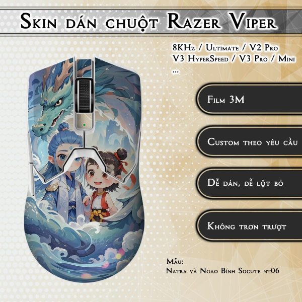 Skin dán chuột Razer Viper mẫu Natra và Ngao Bính Socute nt06