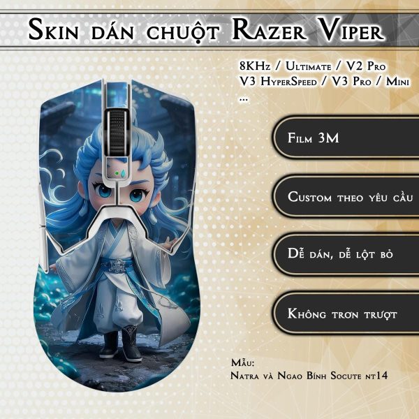 Skin dán chuột Razer Viper mẫu Natra và Ngao Bính Socute nt14