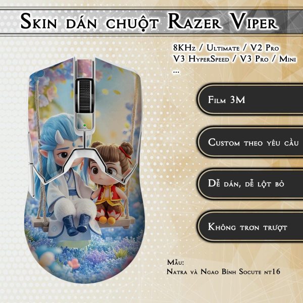 Skin dán chuột Razer Viper mẫu Natra và Ngao Bính Socute nt16