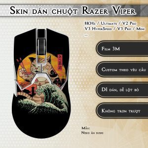 Skin dán chuột Razer Viper mẫu Neko ăn sushi