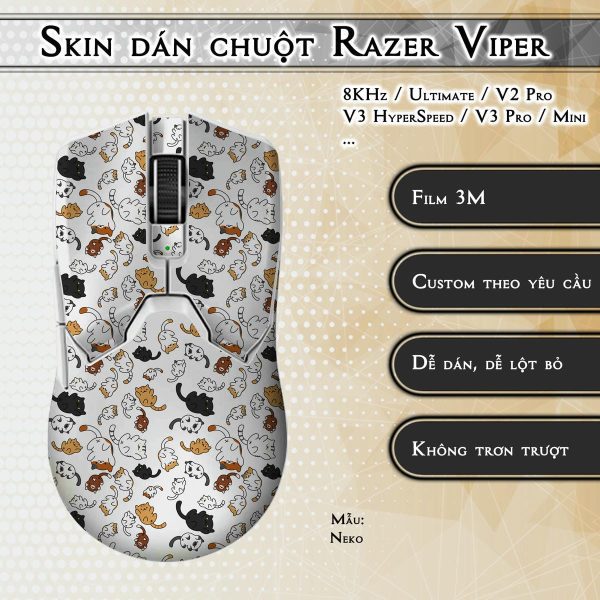 Skin dán chuột Razer Viper mẫu Neko