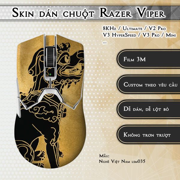 Skin dán chuột Razer Viper mẫu Nghê Việt Nam lsm035