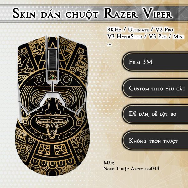 Skin dán chuột Razer Viper mẫu Nghệ Thuật Aztec lsm034
