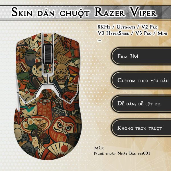 Skin dán chuột Razer Viper mẫu Nghệ thuật Nhật Bản stb001