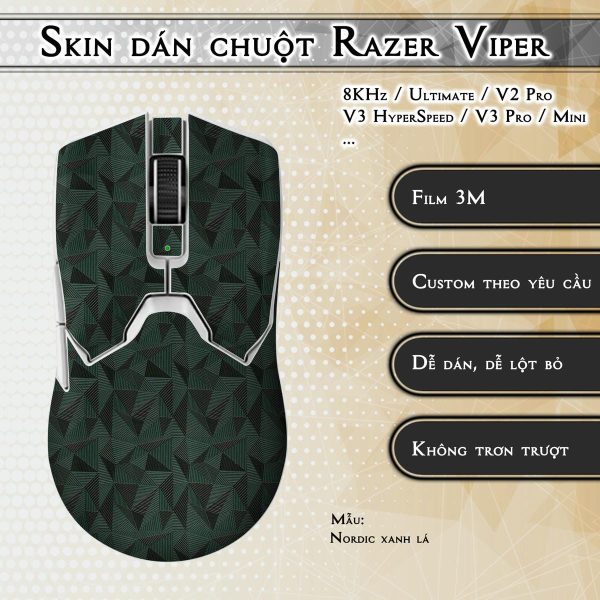 Skin dán chuột Razer Viper mẫu Nordic xanh lá