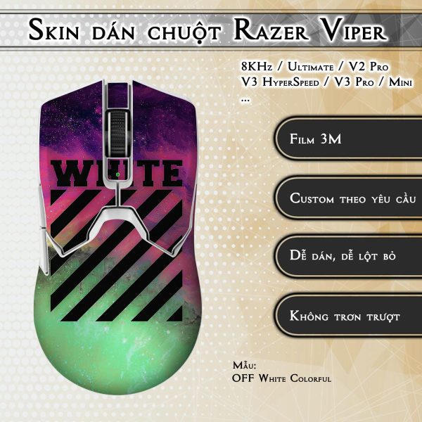 Skin dán chuột Razer Viper mẫu OFF White Colorful