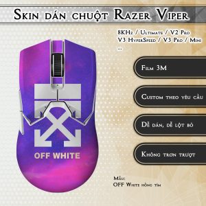 Skin dán chuột Razer Viper mẫu OFF White hồng tím