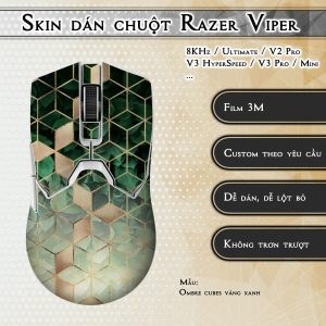 Skin dán chuột Razer Viper mẫu Ombre cubes vàng xanh