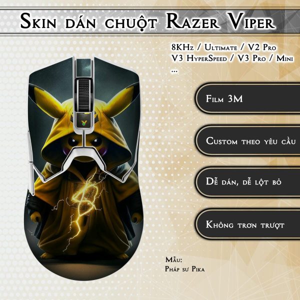 Skin dán chuột Razer Viper mẫu Pháp sư Pika