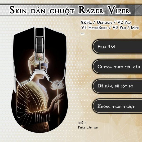 Skin dán chuột Razer Viper mẫu Phật cầm sen