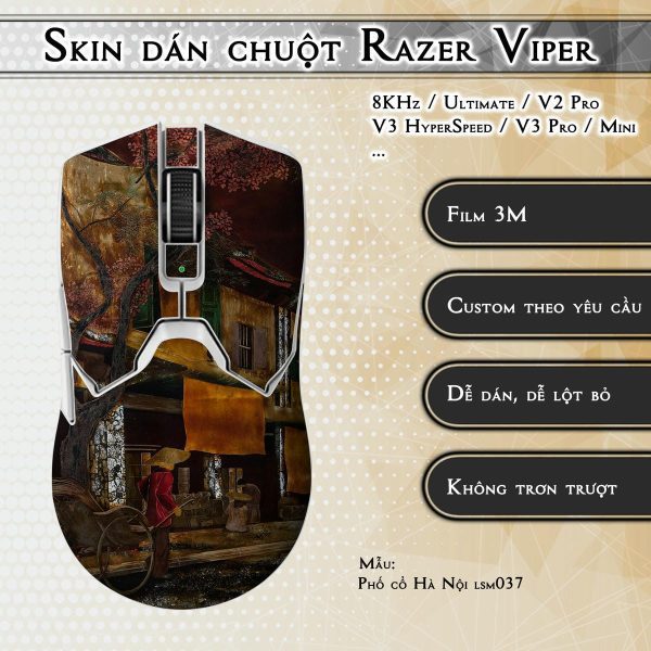 Skin dán chuột Razer Viper mẫu Phố cổ Hà Nội lsm037