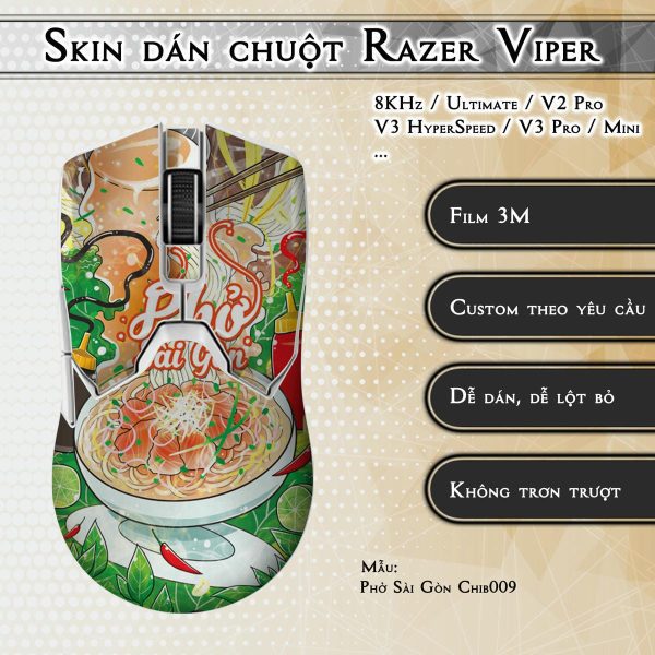 Skin dán chuột Razer Viper mẫu Phở Sài Gòn Chib009