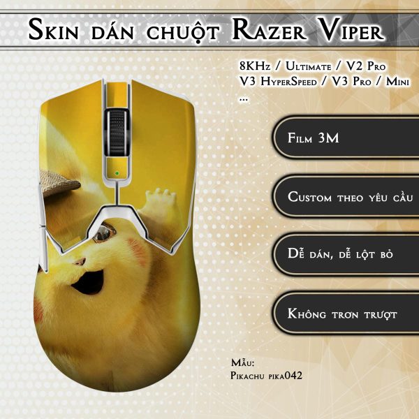 Skin dán chuột Razer Viper mẫu Pikachu pika042