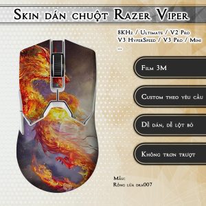 Skin dán chuột Razer Viper mẫu Rồng lửa dra007