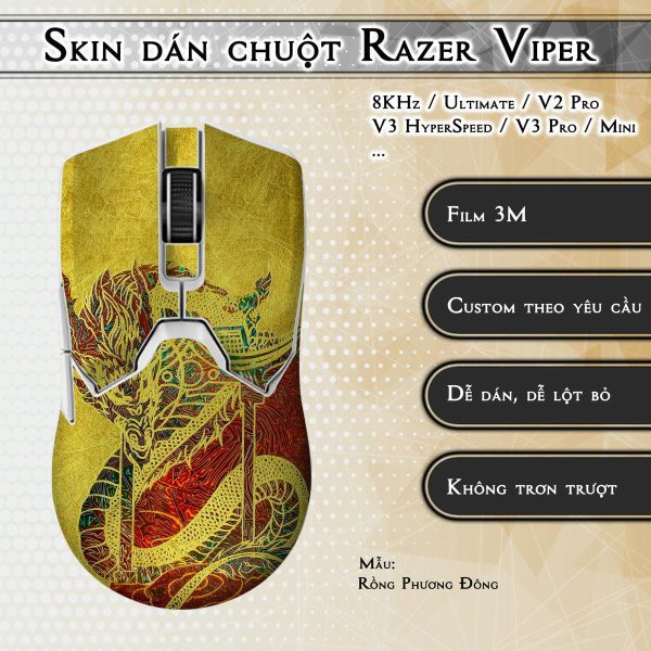 Skin dán chuột Razer Viper mẫu Rồng Phương Đông
